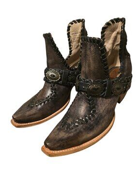 Freebird whimsical Leather Ankle Boots with Braided Detailing